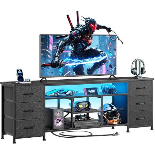 Furologee 71-Inch LED TV Stand with Drawers & Outlets