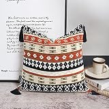 Cakasi Decorative Aztec Pattern Throw Pillow Cover 18x18 Inch Boho, Black-Orange Throw Pillows Cover