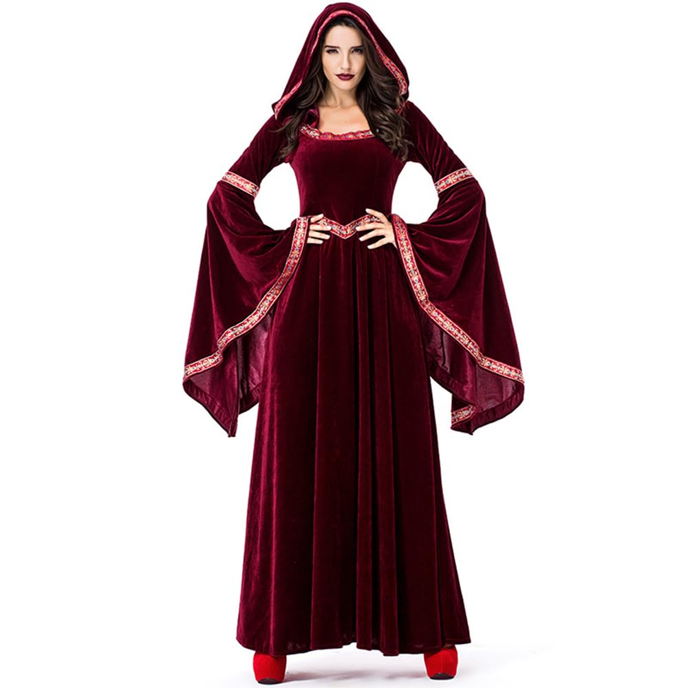Feynman Costume médiéval pour Enfant Fille - Costume de la Renaissance médiévale - Palais Noble - Robe de Princesse d'halloween - Reine Victorienne - Bordeaux