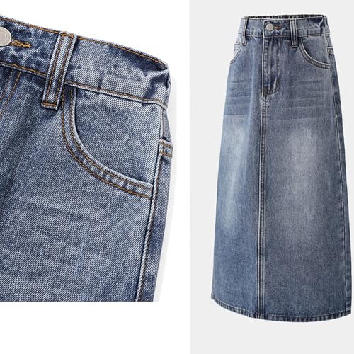 Teen Girls Denim Skirts Buttons Baggy Straight Casual Bottoms Dress Kids Long Jeans Dresses Summer Streetwear Skirts3