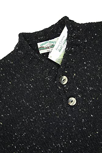 Aran Crafts Irish Mens 2 Button V-Neck Sweater, 100% Donegal Wool (K3082)3