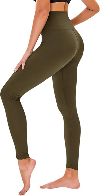 High Waisted Leggings for Women - No See Through Tummy Control Cycling Workout Yoga Pants with Pockets Reg & Plus