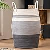 YOUDENOVA 105L Extra Large Woven Laundry Hamper Basket with Heavy Duty Cotton Rope Handles for Clothes and Toys in Bedroom, Nursery Room, Bathroom, Collapsible, Dark Grey