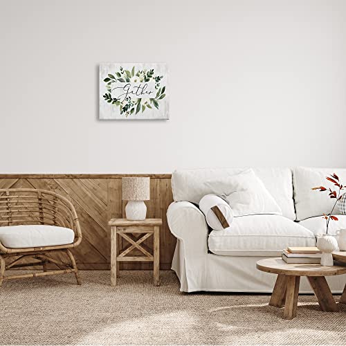 Image of Stupell Industries Gather Text White Flower Green Botanicals Distressed Pattern, Design by Lettered and Lined