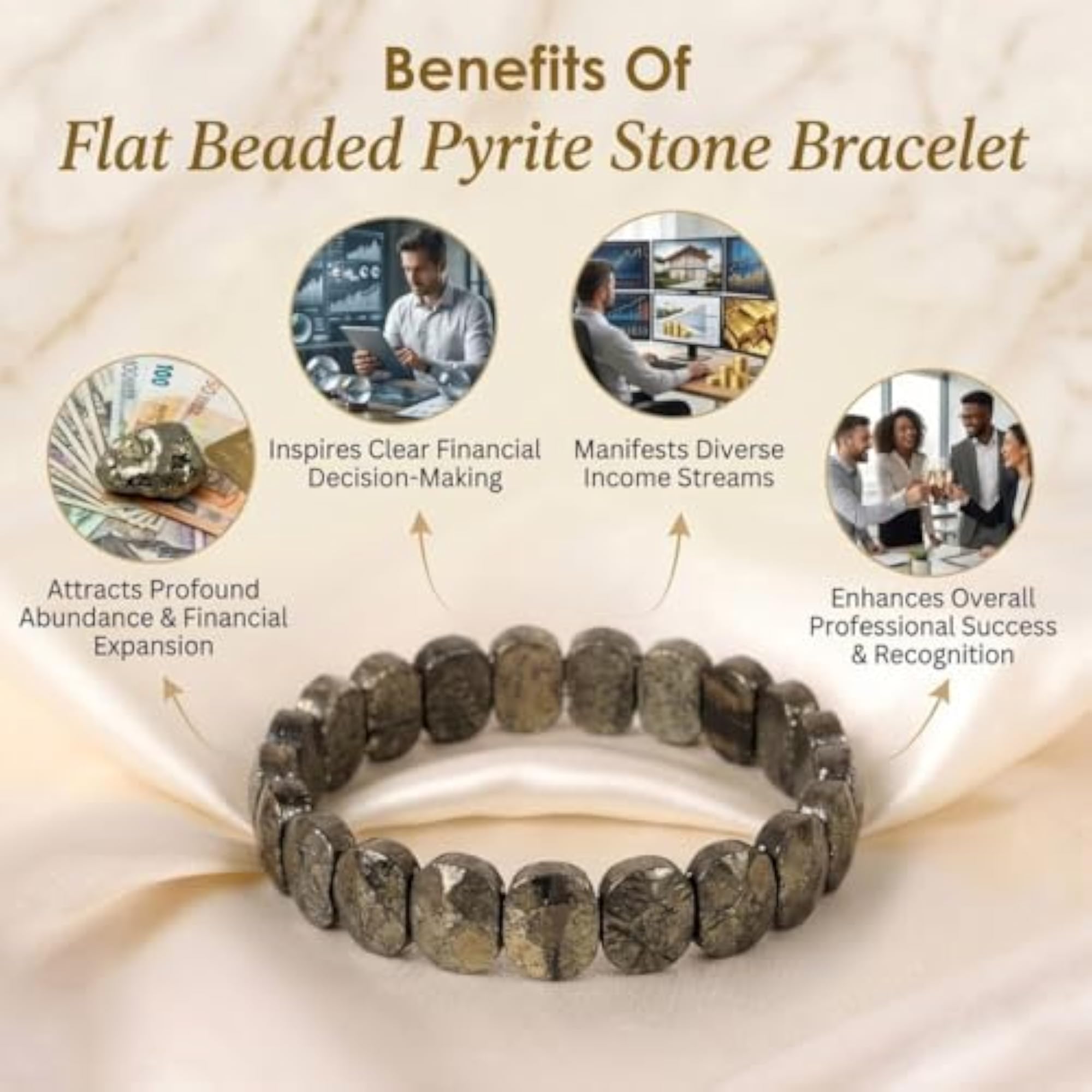 Natural Pyrite Stone Bracelet, Unisex Healing Energy