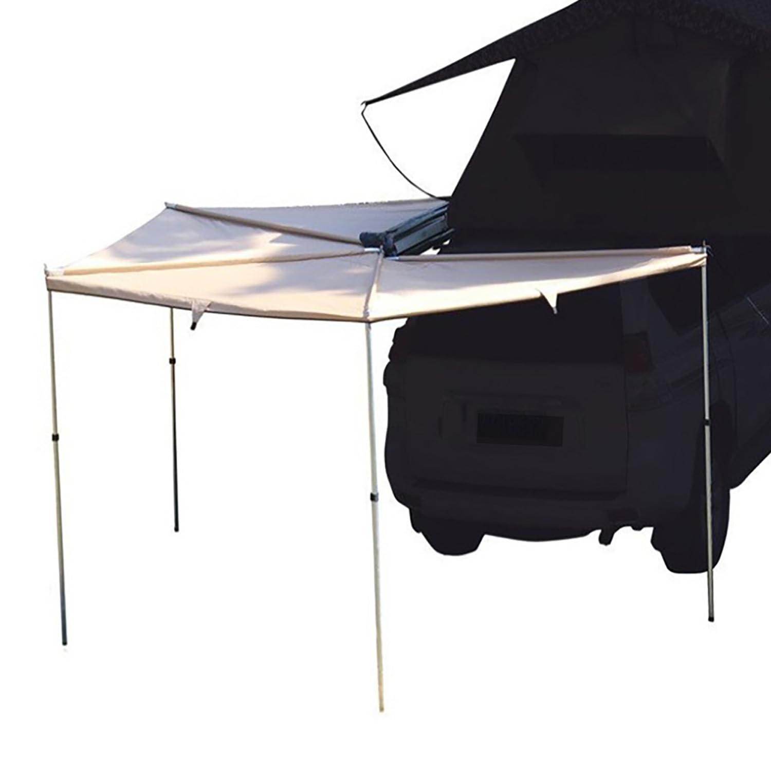 270 Car Awning, Pull-Out Roof Rack Vehicle Canopy, Folding Retractable Portable Car Awning Sun Shelter for Camping Trips, Left Side, Khaki