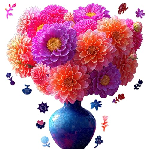 Bovearto Flower Puzzle, Flower Wooden Jigsaw Puzzles, Floral Wood Puzzles