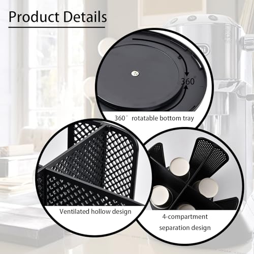 Wisebom Rotatable Cup and Lid Organizer, Paper & Disposable Cup Dispenser for Coffee Station Countertop, Bathroom, Kitchen - Image 4