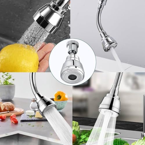 Image of 360 Degree Rotating Water-Saving Sprinkler, Faucet Aerator for Easy Clean Sink Water Saving Extension Jet Stream Spray Setting Faucet Splash-Proof Filter Extender Sprayer, Bathroom (6 Inch)