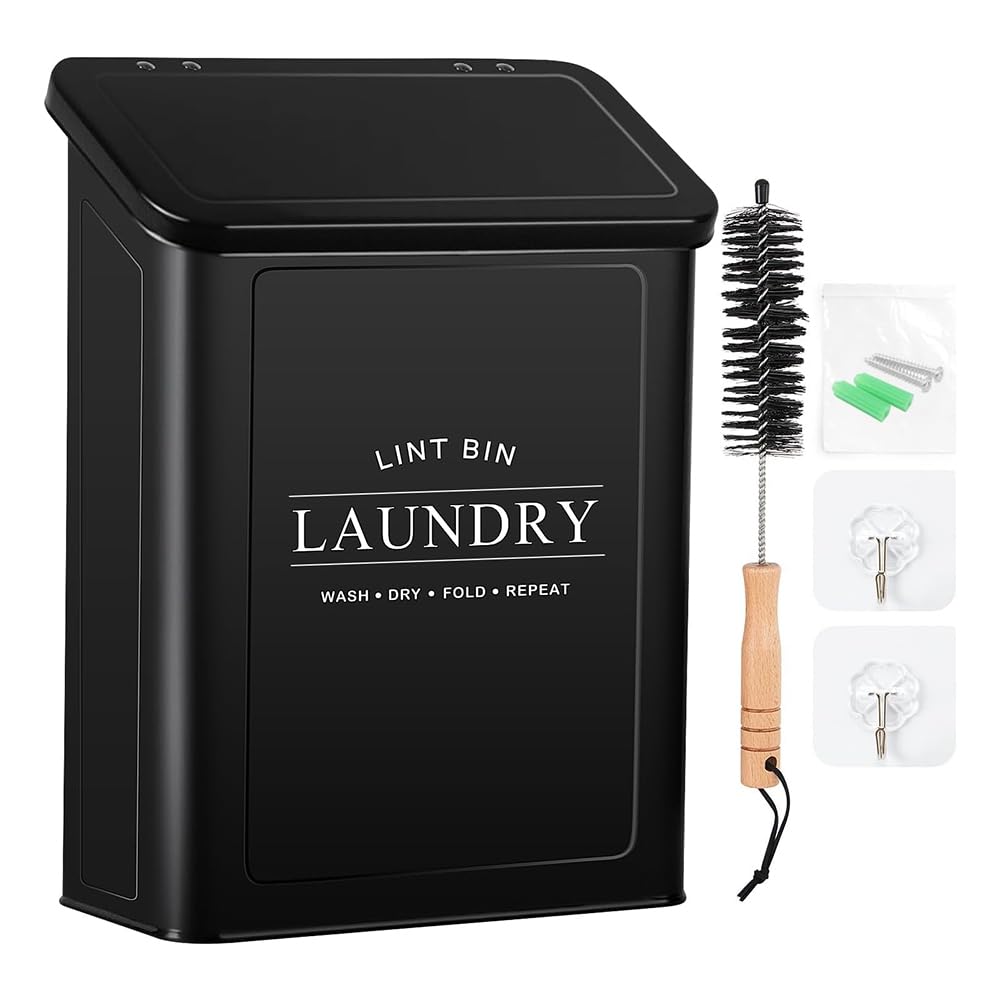 Sèche-Linge Noire Boîte à Peluches Magnétique et Brosse pour Filtre de Buanderie