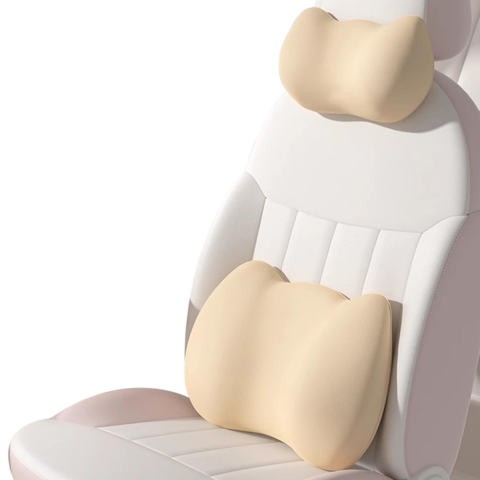 Almohada de apoyo lumbar para silla de coche, almohada lumbar de oficina, cojín de espuma viscoelástica, soporte de espalda para silla de oficina, respaldo ortopédico,Beige