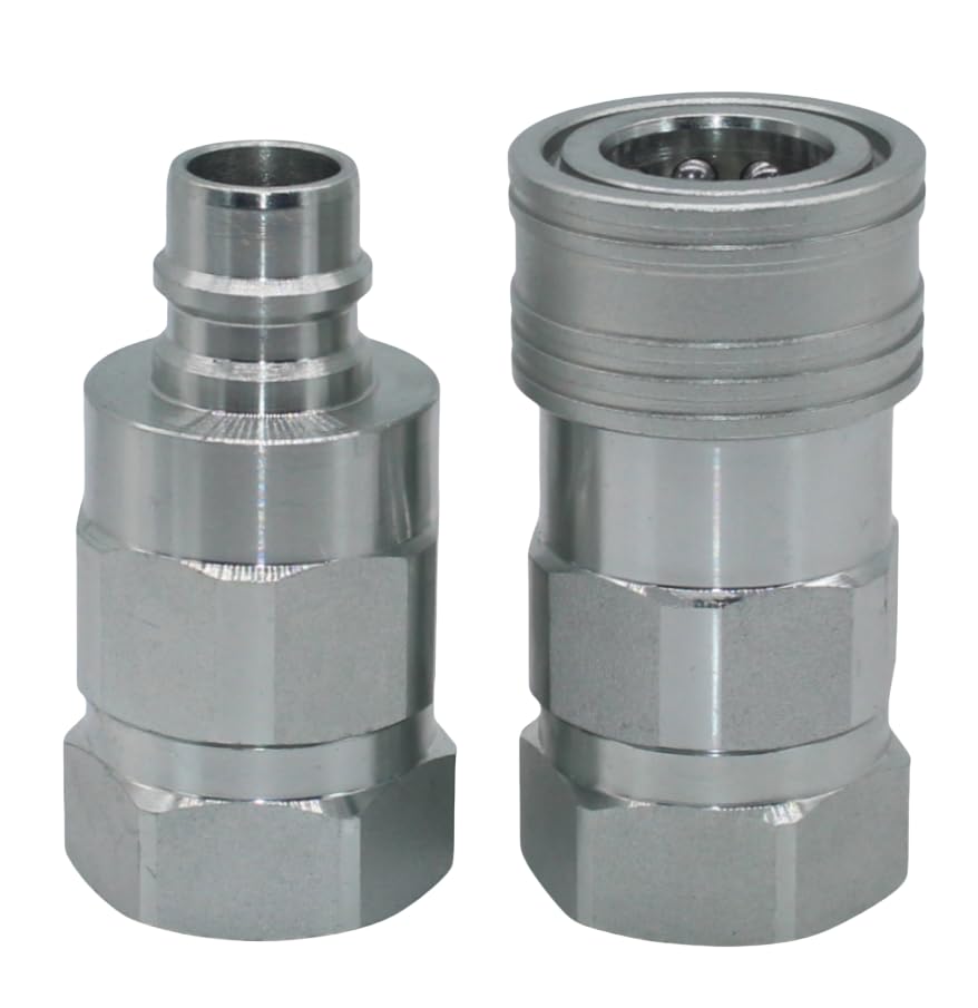 Image of LSQ-TNV 1 /2''NPT Carbon Steel High Flow Hydraulic Quick Connect Couplings Hydraulic Couplers Replace VHC8-8F /VHN8-8F Zinc-Plated Steel H-Shape