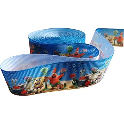 Spongebob Grosgrain Printed Ribbon 1" Wide for Cakes, Crafts, Gift Wrapping, Hair Accessories (2m Length) Cover