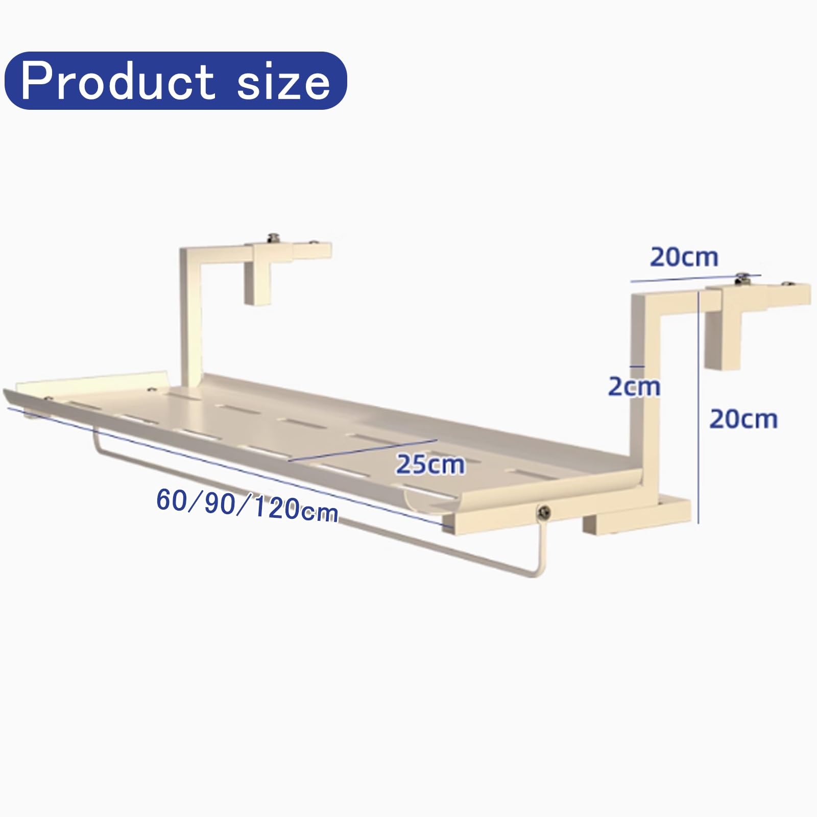 Tavolino Pieghevole da Balcone Tavolino Appeso da Balcone Tavolo Tavolino da Ringhiera Salvaspazio Adatto per Balcone terrazza(Bianco,60cm)