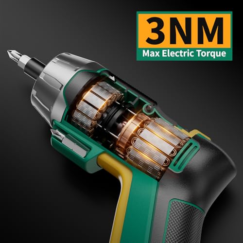 Image of GRENPRO 4V Electric Screwdriver Rechargeable 10pcs, Cordless Screwdriver, USB Small Power Screwdriver Set with Bits, Green, Ideal for Home Repairs