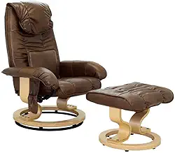 Poltrona de Massagem Grenaa Elétrica Reclinável Giratória PU Marrom Vintage - Gran Belo