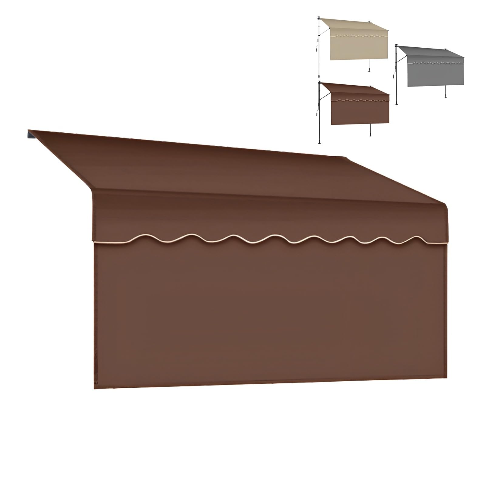 Zamiennik płótna do wysuwanej markizy 350 x 119 cm, odporny na promieniowanie UV, poliester, do użytku na zewnątrz, odporny na deszcz, do ogrodu i balkonu (brązowy, 450 x 120 cm)