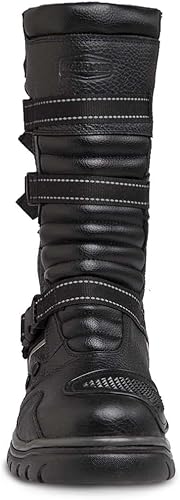 Miniatura 3 de WORKLAND 77415 Botas de motocicleta para hombre, botas de cuero con protecciones, botas de trabajo para hombre, suela de goma, botas de equitación