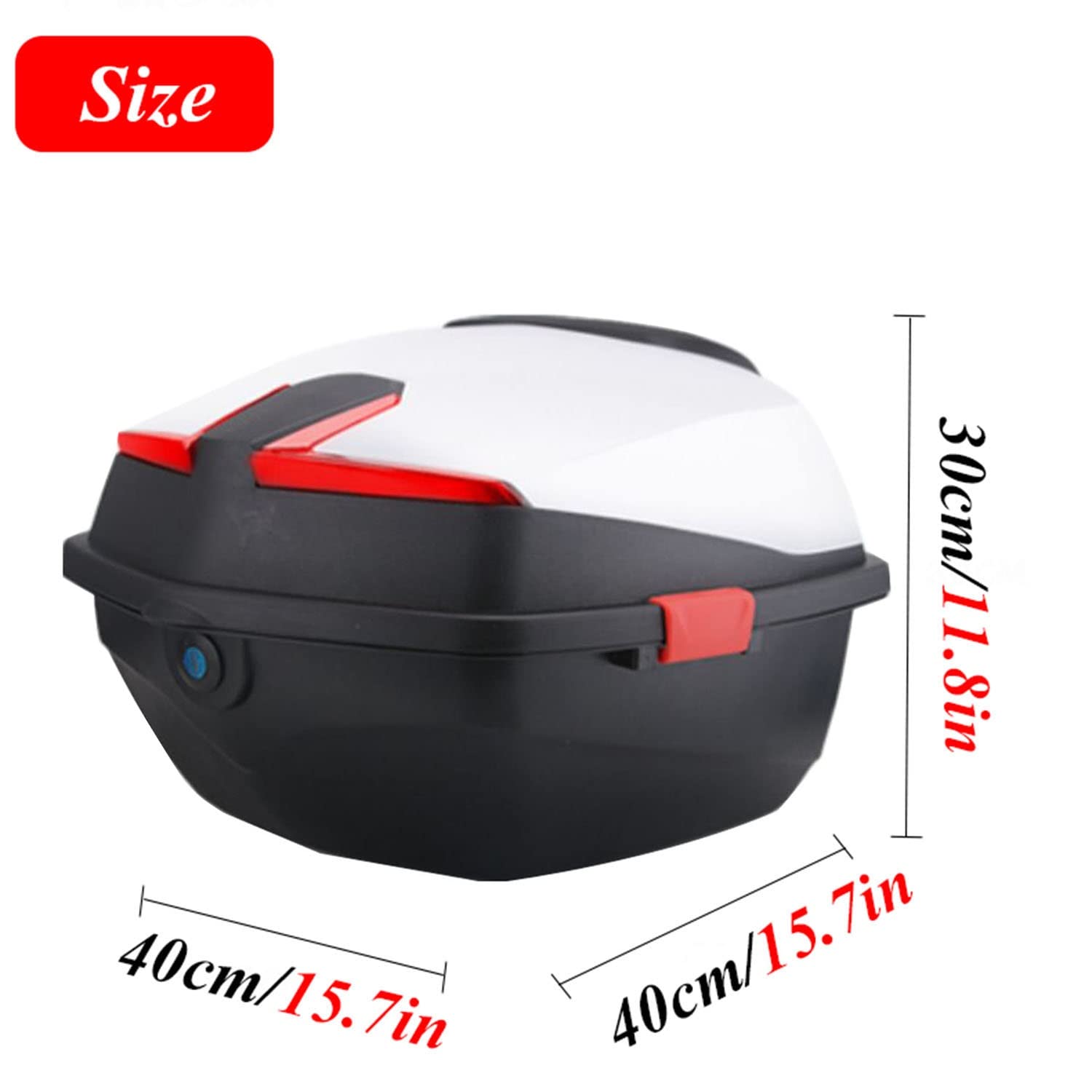 Wnanch Universal White Motorcycle Trunk Tail Box Luggage Case Top Rack 48L Motorcycle Luggage With Security Lock without tailstock