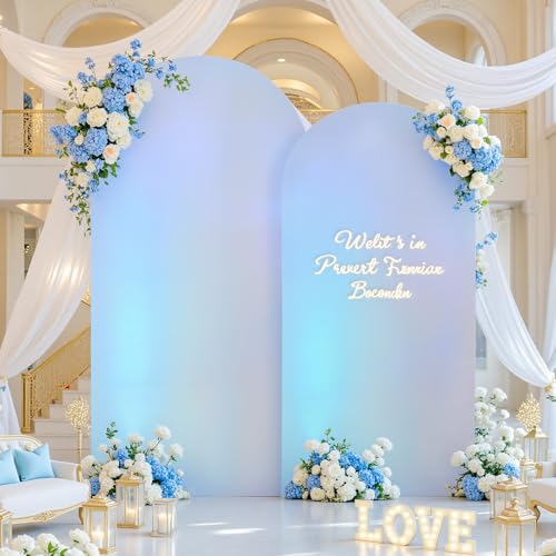 Image of Silver White Arch Covers 7.2 and 6ft Sequin Sparkly Birthday Party Arch Backdrop Covers Set of 2 Spandex Shimmer Balloon Arch Stand Cover for Wedding Bridal Shower Baby Shower Photo Arches Background