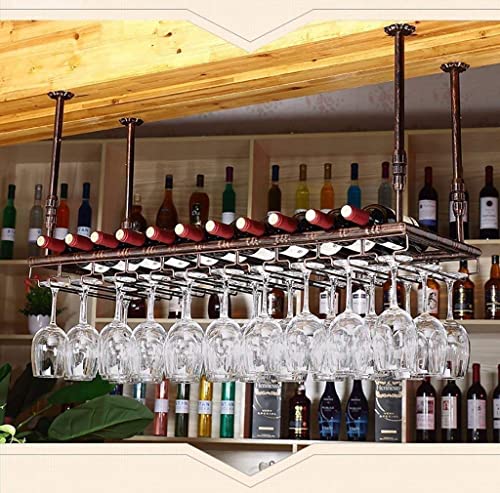 Botellero de metal colgante para copas de vino tinto, colgando boca abajo, creativo para el hogar, bar, botellero colgante de bronce 120 35 cm (bronce, 100 x 35 cm)
