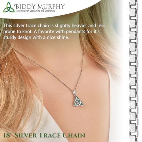 Biddy Murphy 925 Sterling Silver Celtic Trinity Knot Pendant & Connemara Marble Inlay, Traditional Irish Women's Jewelry Handcrafted by Ireland's Finest Artisan Jewelers, 18" Inch Chain4