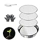 Tefola Bodensieb Sieb Set, Edelstahl Gartensieb, Rundes Mesh Gartensieb, Tragbares Gartengerät mit 3 austauschbaren Sieben für Steine, Erde Unkraut, Kompost, Katzenstreu, Filtration