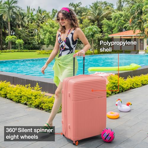Image of Nasher Miles Krabi Expander Hard-Sided Polypropylene Luggage Set of 2 | 65cm & 75cm | 8 Wheels Medium & Large Trolley Bag for Travel | Suitcase (Peach)