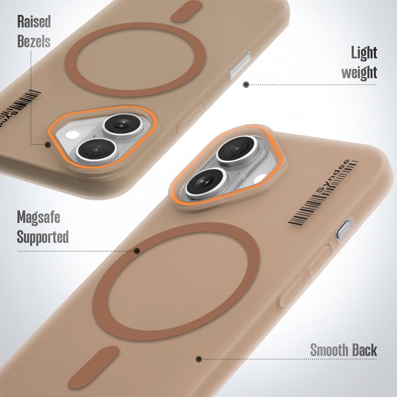 Image of Mr. Case Back Cover for iPhone 16 Sleek Frosted Translucent Back with Wireless Charging Support | Anti-Scratch Shockproof Phone Case - Brown