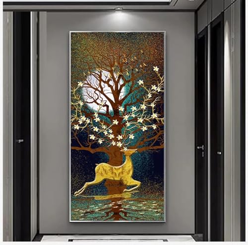 Affiches de cerf doré KEBIA art mural salon chambre tableau scandinave toile 60x120