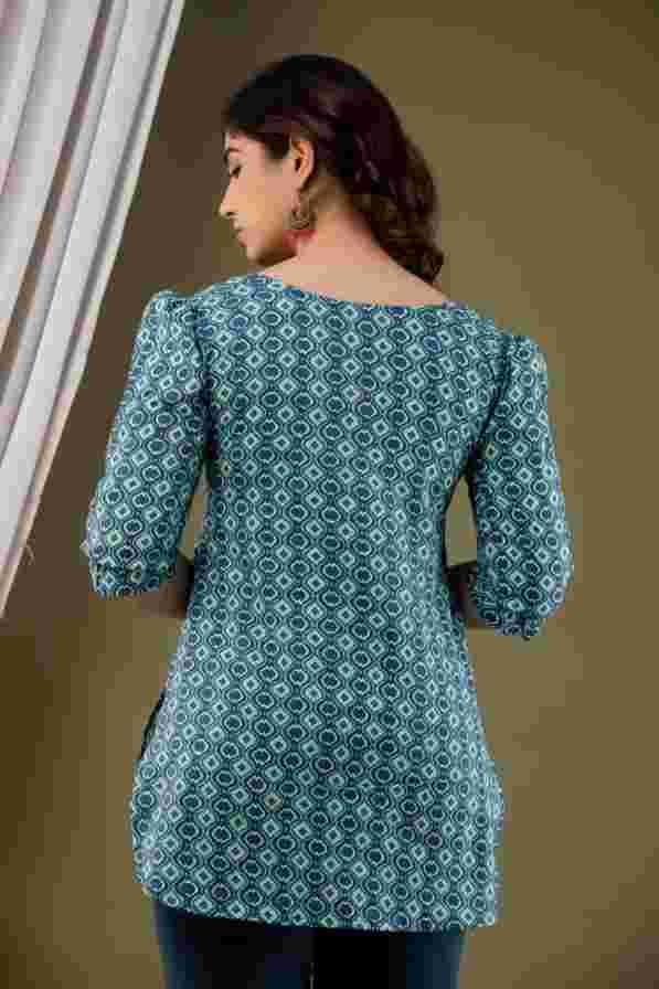 Image of Flora Printed I Cotton Top I Tops I Topper I Blouse I T-Shirt I Short Kurti ITop for Women