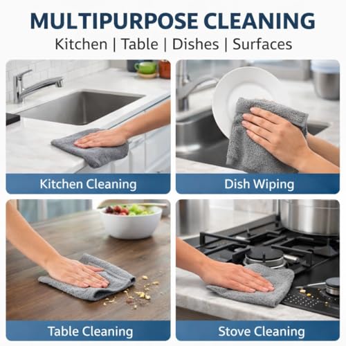 Image of PulGos ๐๐๐ฉ๐๐ฌ Microfiber Cleaning Cloth Roll - ๐๐๐ฑ๐๐๐๐ |4000x Washable -Cheaper Than Regular Cloths-Ultra Absorbent Lint-Free Rags |Tear-able Reusable Towels for Kitchen, Home, Car & Auto