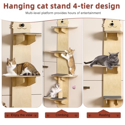 Árbol para gato de puerta con 4 niveles y montaje en pared miniatura 5