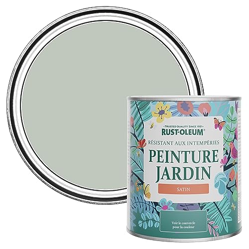 Rust-Oleum Peinture Verte Résistante à l'humidité pour Jardins, Finition Satinée - Vert craie 750ml