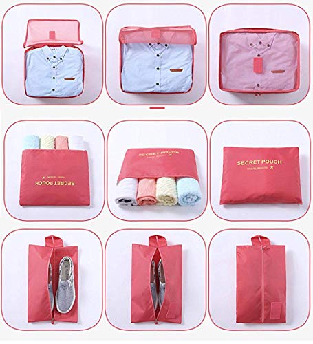 7Pcs Travel Bags Clothes Packing Cube Luggage Organizer With Shoes Bag (Rose) #TOP2