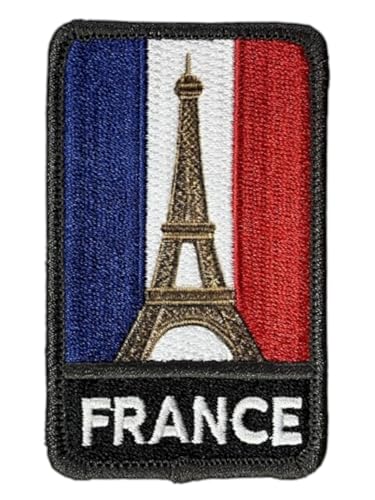 Embroidered Eiffel Tower French Flag Iron On Patch – France Paris Travel Patch for Jackets, Backpacks, Hats, and DIY Projects