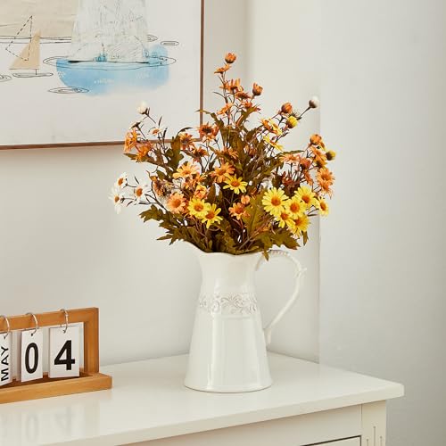 Vase pichet céramique blanche 22cm idéal sur table de salon chic - 5