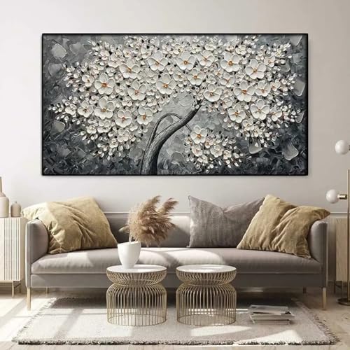 Arbre porte-bonheur abstrait doré, tableau sur toile harmonieux pour une maison chaleureuse