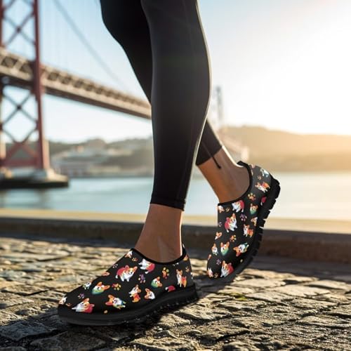 Dog Print Slip on Loafers for Women Anti-Skid Running Sneakers No Laces Breathable Sport Shoes3