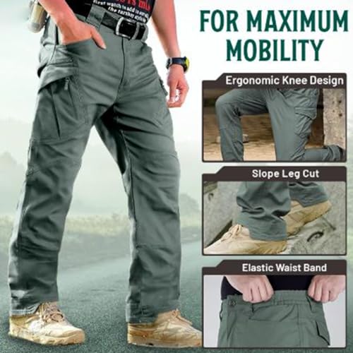 Lunash Mens Pants, Flexcamo - Tactical Waterproof Pants, Multi Pockets Stretch Waterproof Quick Dry Work Pants3