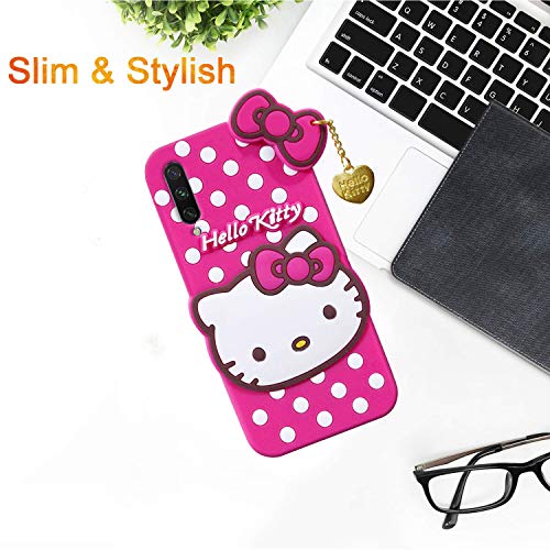 Image of Unirock Hello Kitty Back Case Cover for MiA3| 3D Cute Hello Kitty Case |Soft Silicone Rubber Back Cover with Pendant Kitty Cover for MiA3 (Pink)