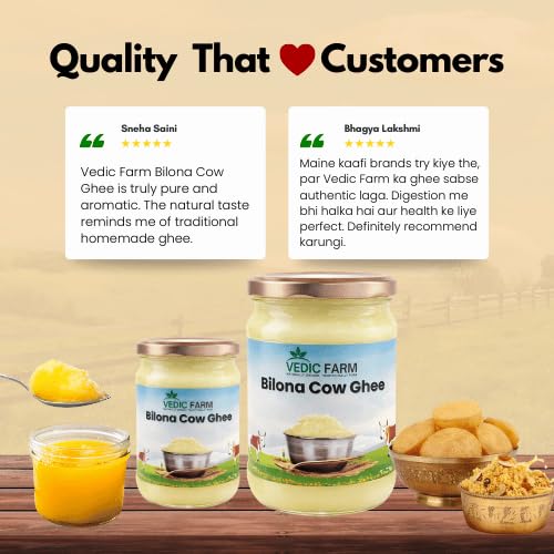 Vedic Farm Bilona Desi Cow Ghee | A2 Gir Cow Ghee | Traditional Bilona Method | 100% Pure & Natural Desi Ghee | Rich Aroma & Taste | Perfect for Cooking, Ayurveda & Daily Nutrition (1, 500, gram) 2