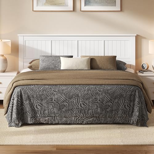 ComfIQ Serene Solid Wood Window-Pane Panel Headboard – Easy Assembly,