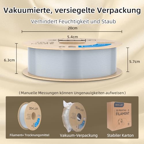 Image of 3DHoJor Silk PLA Filament 1.75mm, PLA Filament 1.75mm Silk Shiny 3D Printer Filament, 1kg*2 Cardboard Spool, Dimensional Accuracy + /- 0.03 mm, Fit Most FDM Printer(Silk Silver+Gold)