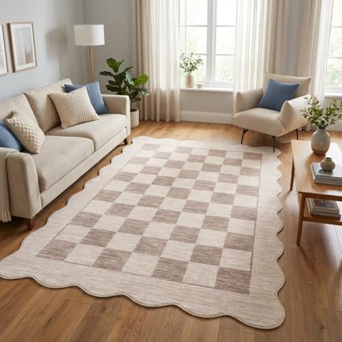 Tapete decorativo moderno escallado 5x7 Beige miniatura 1