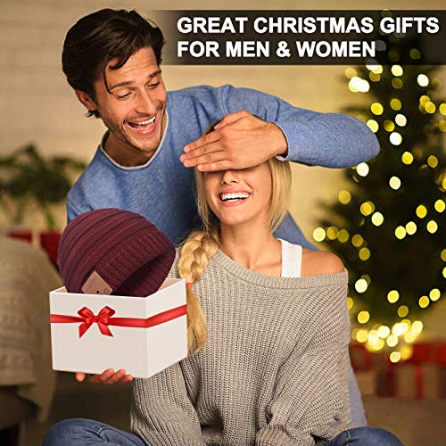 Bluetooth Beanie Novelty Headwear Christmas Stocking Stuffer Gifts for Men Women (Dark Red)