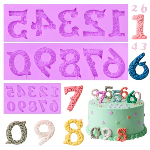 Infovox Number Silicone Mold 3Pcs for Chocolate Candy Cake Decorating