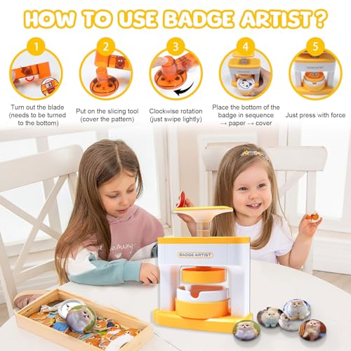 Domigard Machine à Badges 55 mm, Badge Maker DIY Presse Badge 48 Pièces de Boutonimages, Coupe-Cercles et Livre Magique pour Fête et Cadeaux – vue 5