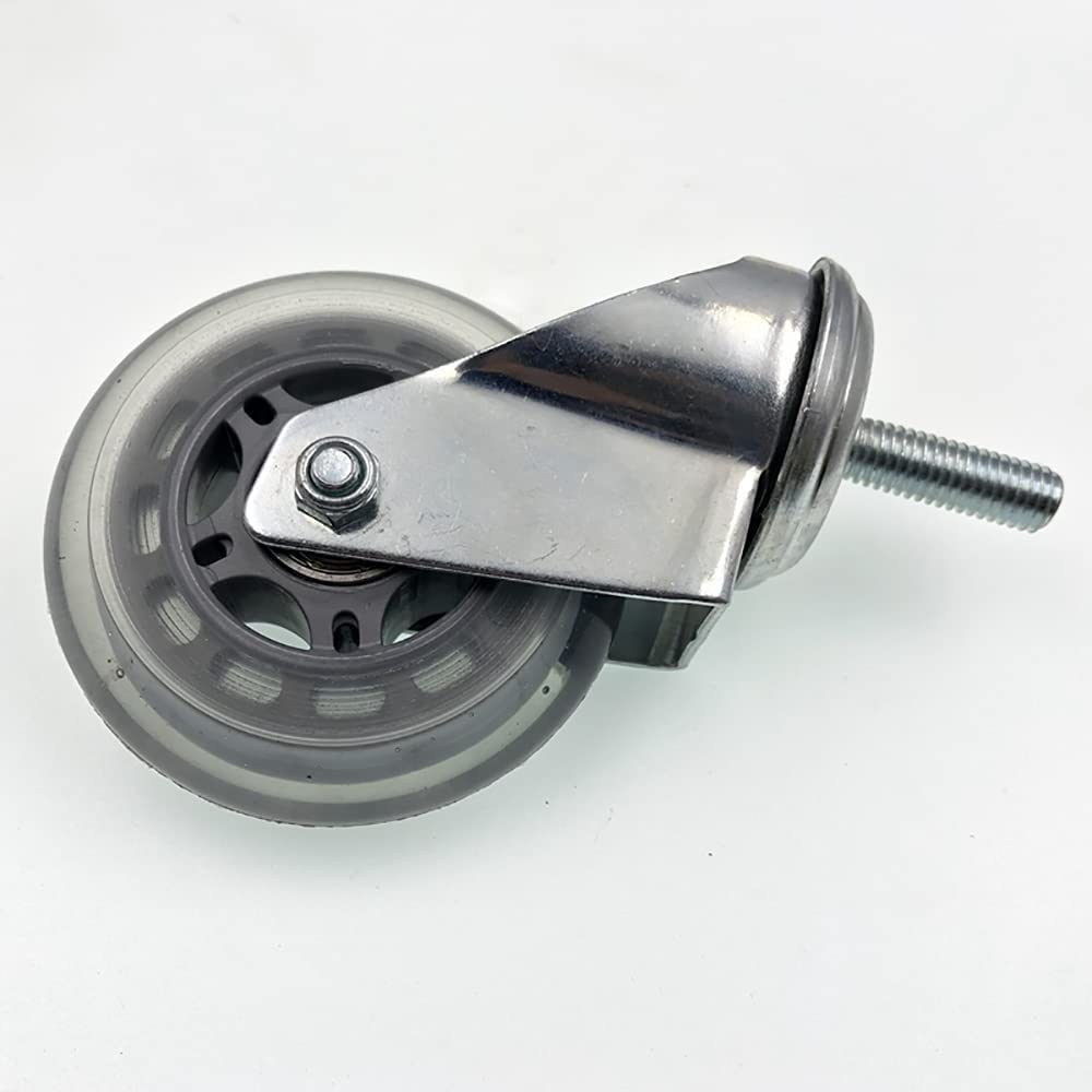 4 Stück 75mm Lenkrollen Schwere Lenkrollen M8M10/M12 Gummirollen mit Gewinde für Möbel Trolley Karren Belastbarkeit 300kg (Color : Drehen, Size : M12) (Color : White
