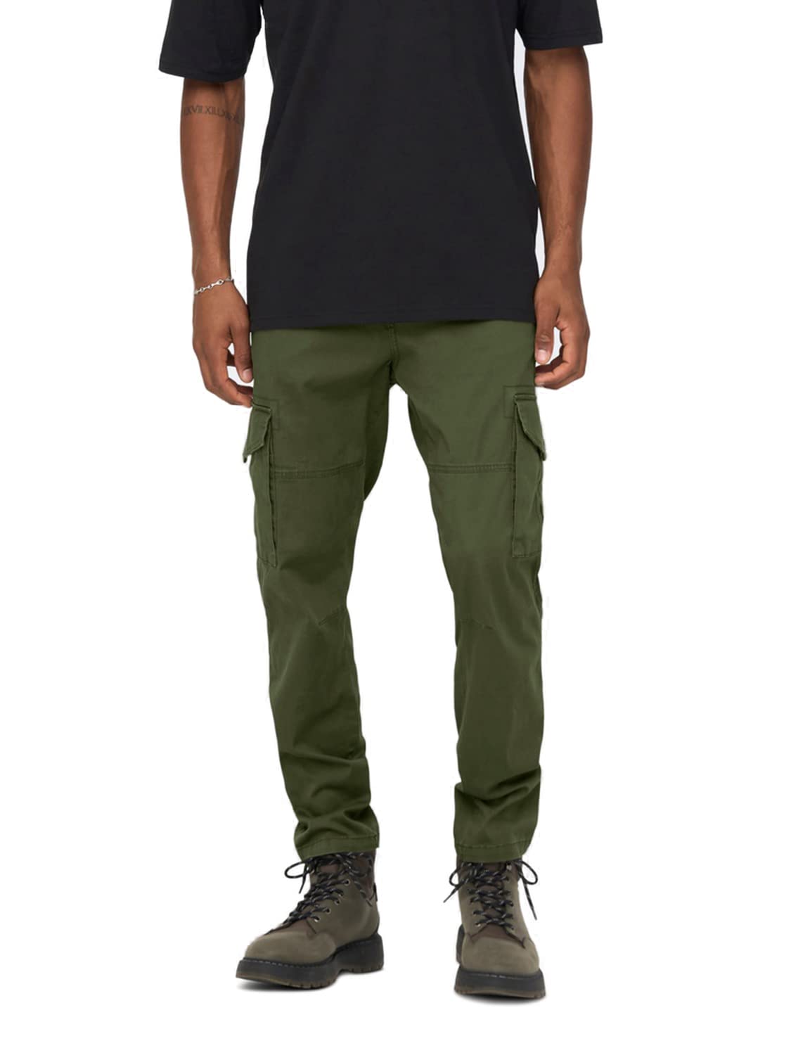 ONLY & SONS Men's Onsdean Life Tap Cargo 0032 Pant Noos, Olive Night, 30 W/32 L